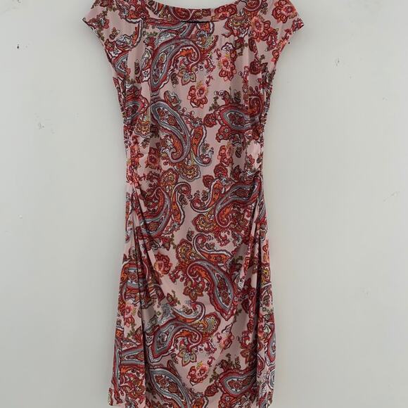 Womens Paisley Summer Midi Stretch Dress Size Medium Boho Cocktail Feminine - Picture 1 of 8